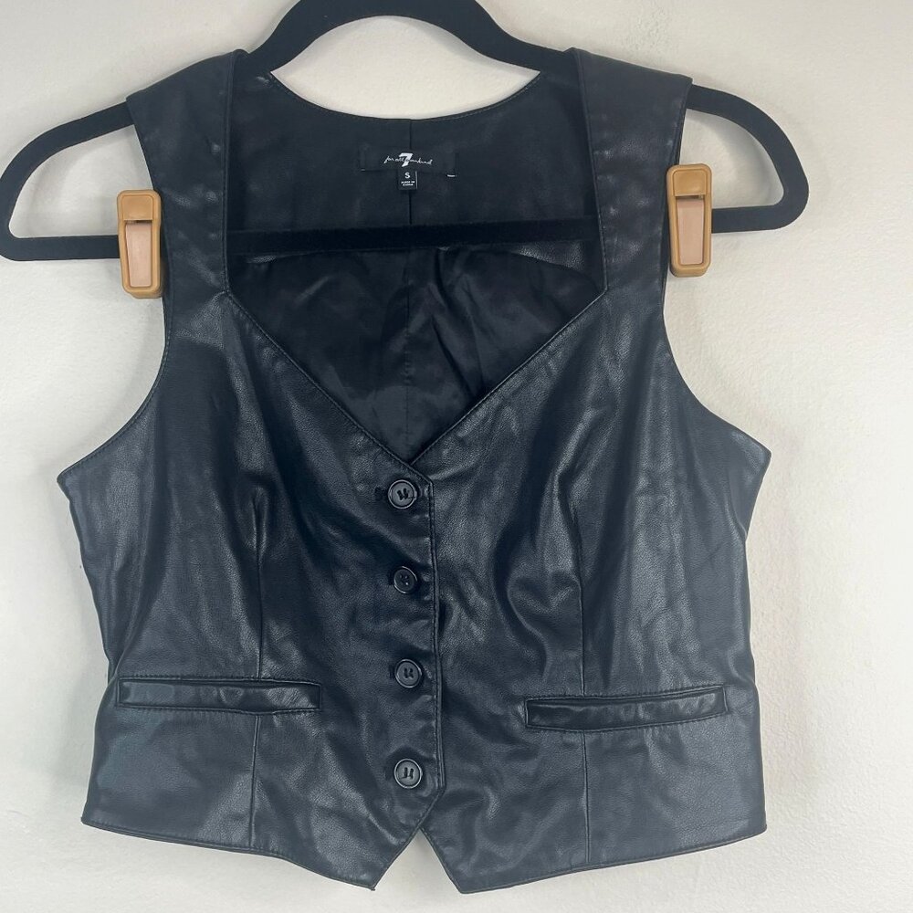 7 for all Mankind Top Womens Small Indie Festival Faux Leather Vest Biker Rocker